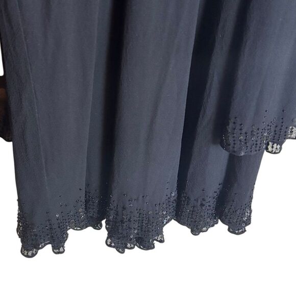 Jones New York 100% Silk Dress w/attached Jacket Sheer Sleeves Beaded Hem Sz. 14 - Picture 2 of 8